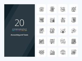 20 Taxes Outline icon for presentation vector