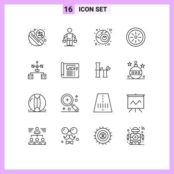 User Interface Pack of 16 Basic Outlines of coding app law kiwi food Editable Vector Design Elements