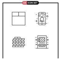 Mobile Interface Line Set of 4 Pictograms of grid box interface wall mirror Editable Vector Design Elements