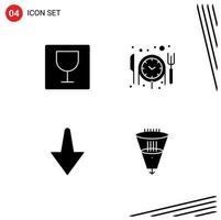 Editable Vector Line Pack of 4 Simple Solid Glyphs of editor filter food arrow filtration Editable Vector Design Elements