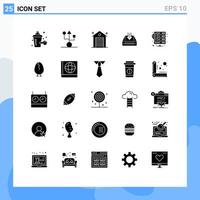 Pack of 25 creative Solid Glyphs of project document building cabinet inbox Editable Vector Design Elements