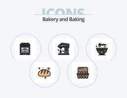 Baking Line Filled Icon Pack 5 Icon Design. food. baking. restaurant. bakery. pie vector