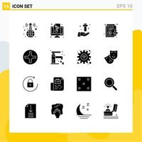 Set of 16 Modern UI Icons Symbols Signs for paper contract document agreement cross Editable Vector Design Elements