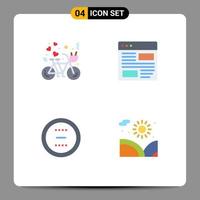 Pictogram Set of 4 Simple Flat Icons of bicycle page heart design circle Editable Vector Design Elements