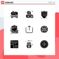 Mobile Interface Solid Glyph Set of 9 Pictograms of instagram finance confirm calculator accounting Editable Vector Design Elements