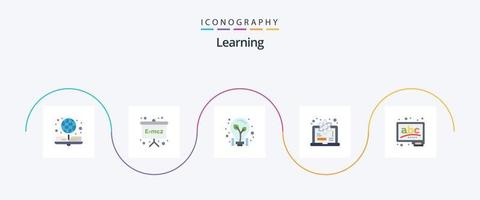 Learning Flat 5 Icon Pack Including chalk. abc. light. science. degree vector