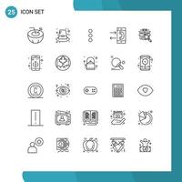 Modern Set of 25 Lines and symbols such as search outgoing app conversation communication Editable Vector Design Elements