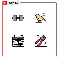 Stock Vector Icon Pack of 4 Line Signs and Symbols for dumbbell web weight small construction Editable Vector Design Elements