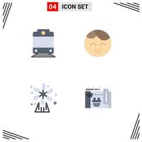 4 User Interface Flat Icon Pack of modern Signs and Symbols of railway windmill boy farming party Editable Vector Design Elements