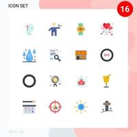 Set of 16 Modern UI Icons Symbols Signs for love balloons killer android time Editable Pack of Creative Vector Design Elements