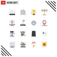 Flat Color Pack of 16 Universal Symbols of contact wifi return signal star Editable Pack of Creative Vector Design Elements