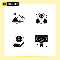 Modern Set of 4 Solid Glyphs Pictograph of environment plant farming operator lotus Editable Vector Design Elements
