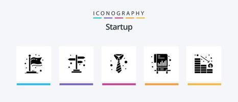 Startup Glyph 5 Icon Pack Including loss. analytics. suit. file. documents. Creative Icons Design vector