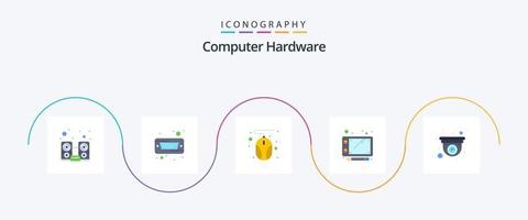 paquete de iconos flat 5 de hardware de computadora que incluye web. cámara. computadora. leva. bosquejo vector