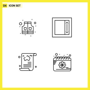 User Interface Pack of 4 Basic Filledline Flat Colors of jacket travel field blog calendar Editable Vector Design Elements