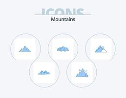 Paquete de iconos azules de montañas 5 diseño de iconos. Cerro. montaña. naturaleza. escena. naturaleza vector