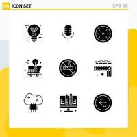 9 Creative Icons Modern Signs and Symbols of light bulb online show shopping tool Editable Vector Design Elements