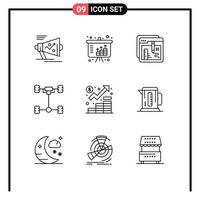 Set of 9 Modern UI Icons Symbols Signs for mechanics car investment auto education Editable Vector Design Elements