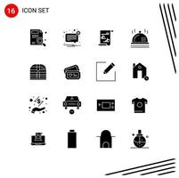 Set of 16 Modern UI Icons Symbols Signs for money dinner not christmas playlist Editable Vector Design Elements