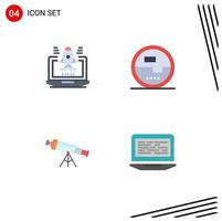User Interface Pack of 4 Basic Flat Icons of business astronomy construction and tools measuring view Editable Vector Design Elements