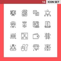 Outline Pack of 16 Universal Symbols of idea director photograph chief boss Editable Vector Design Elements