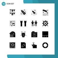 16 Universal Solid Glyph Signs Symbols of note music arrow tube pollution Editable Vector Design Elements