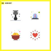 4 Universal Flat Icons Set for Web and Mobile Applications car bowl tools light food Editable Vector Design Elements