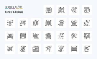 25 School And Science Line icon pack vector