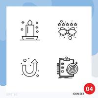 4 User Interface Line Pack of modern Signs and Symbols of candle arrow light management u turn Editable Vector Design Elements