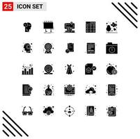 Group of 25 Solid Glyphs Signs and Symbols for outdoor technology board gallery audmented Editable Vector Design Elements