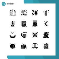 Pictogram Set of 16 Simple Solid Glyphs of man harlequin baby lighter fire Editable Vector Design Elements