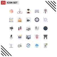 Modern Set of 25 Flat Colors Pictograph of equipment virus taxi search bug Editable Vector Design Elements