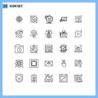 Pack of 25 Modern Lines Signs and Symbols for Web Print Media such as oven mitt lock online security computer Editable Vector Design Elements