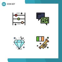 4 Creative Icons Modern Signs and Symbols of abacus diamond counting communication investment Editable Vector Design Elements