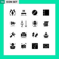 16 Creative Icons Modern Signs and Symbols of loud speaker layout rings grid bowler Editable Vector Design Elements