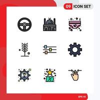 Filledline Flat Color Pack of 9 Universal Symbols of summer environment place eco underwear Editable Vector Design Elements