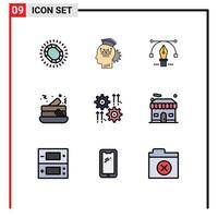 Universal Icon Symbols Group of 9 Modern Filledline Flat Colors of setting pancake smart cake text Editable Vector Design Elements