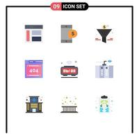 Set of 9 Modern UI Icons Symbols Signs for alarm code dollar computing return on investment Editable Vector Design Elements