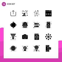 Modern Set of 16 Solid Glyphs and symbols such as shape path light search optimization Editable Vector Design Elements