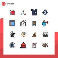 User Interface Pack of 16 Basic Flat Color Filled Lines of deployment t shirt hierarchy shirt clothing Editable Creative Vector Design Elements