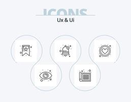 ux y ui line icon pack 5 diseño de iconos. visión. ojo. configuración. recordatorio. campana vector