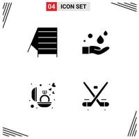 Group of 4 Modern Solid Glyphs Set for construction present cleaning wash canada Editable Vector Design Elements