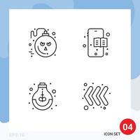 Set of 4 Modern UI Icons Symbols Signs for bomb school scary education arrow Editable Vector Design Elements