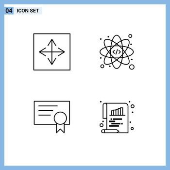 paquete de interfaz de usuario de 4 colores planos básicos de línea de llenado de elementos de diseño vectorial editables de la barra atómica del navegador de diploma angular vector