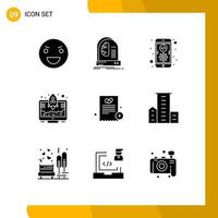 9 Universal Solid Glyphs Set for Web and Mobile Applications rocket launch intelligence entrepreneur development Editable Vector Design Elements