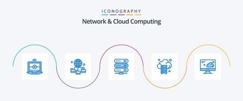 Network And Cloud Computing Blue 5 Icon Pack Including technology. cloud. data. technology. server vector