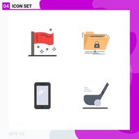 4 Flat Icon concept for Websites Mobile and Apps congress secure global files smart phone Editable Vector Design Elements