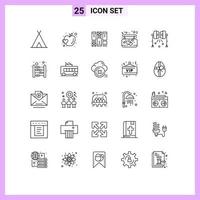 Modern Set of 25 Lines Pictograph of lights love wireframing hanging affection Editable Vector Design Elements