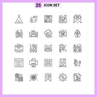 Modern Set of 25 Lines Pictograph of lights love wireframing hanging affection Editable Vector Design Elements