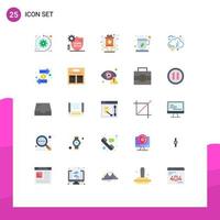 Mobile Interface Flat Color Set of 25 Pictograms of crowd funding tea security hot fund Editable Vector Design Elements